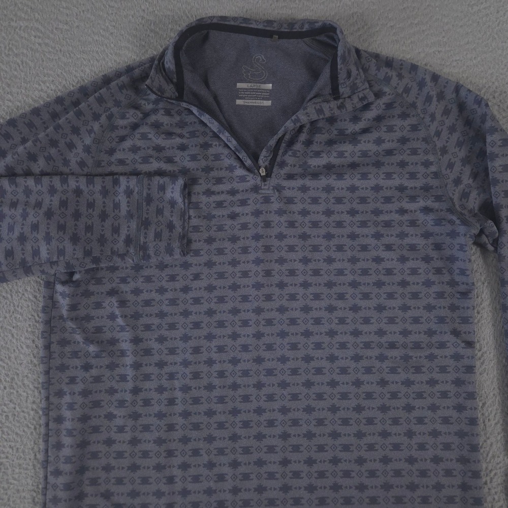 Swannies Pullover Mens Large Grey Cardin Golf 1/4 Zip Aztec Geometric Stretch